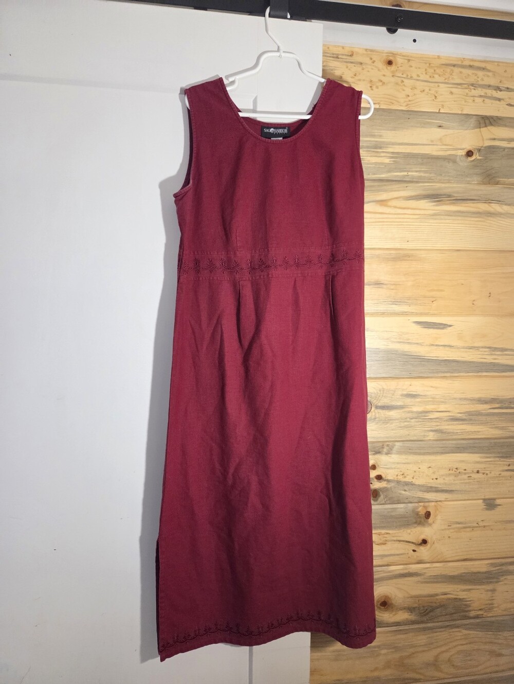Vintage 90s Sag Harbor Maroon Shift Jumper Sleeveless Teacher Dress size LP